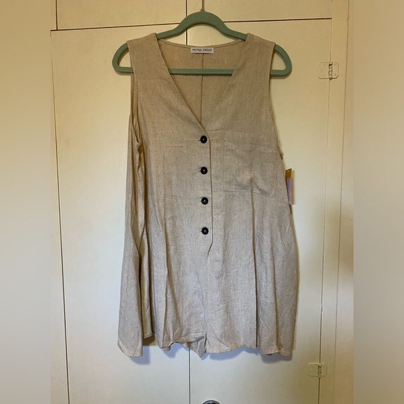 NWT Linen Blend Button Down Romper Size Large - Picture 1 of 4